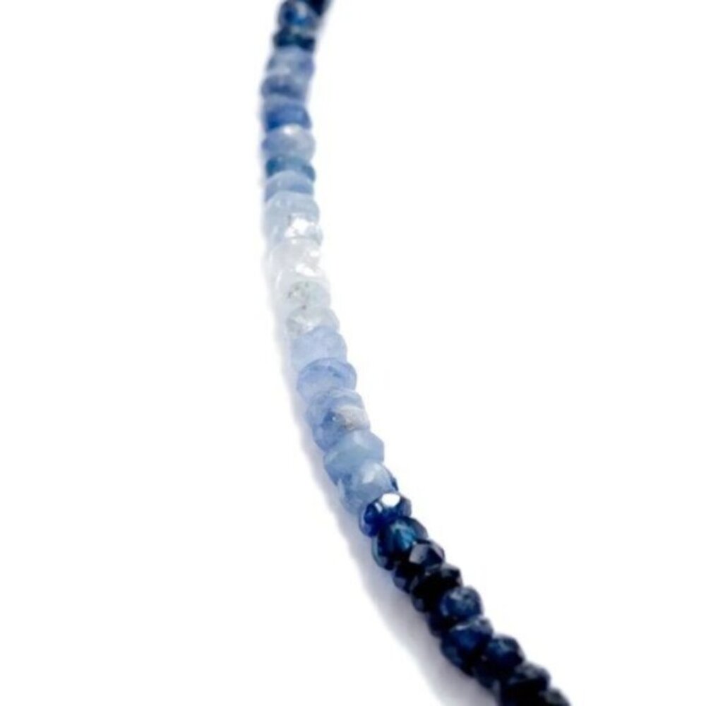GORGEOUS Ombre Sapphire Necklace + Bracelet Set Waterproof Gold Genuine Gemstone - Picture 10 of 12